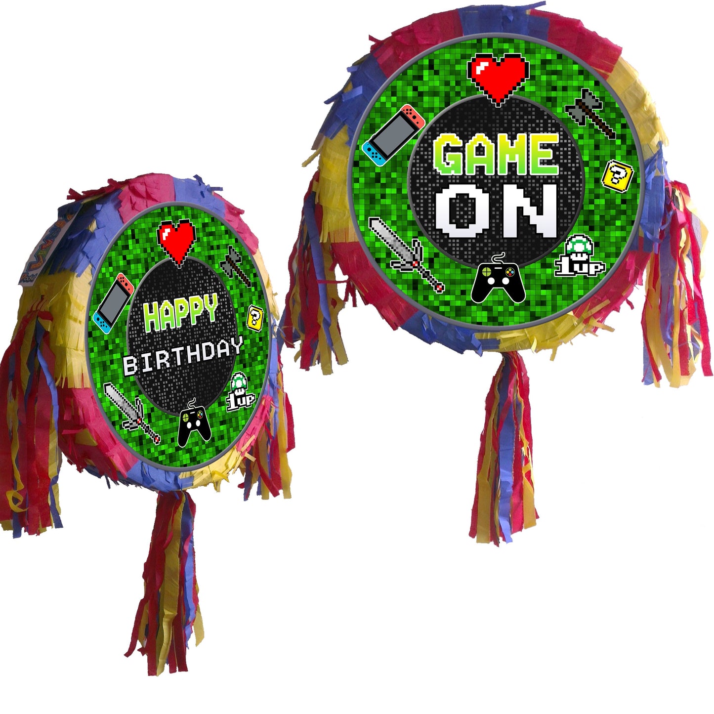 Game ON Piñata Party Round theme pinata video game supplies happy birthday controller gear fun boys gamer switch stick blindfold UK