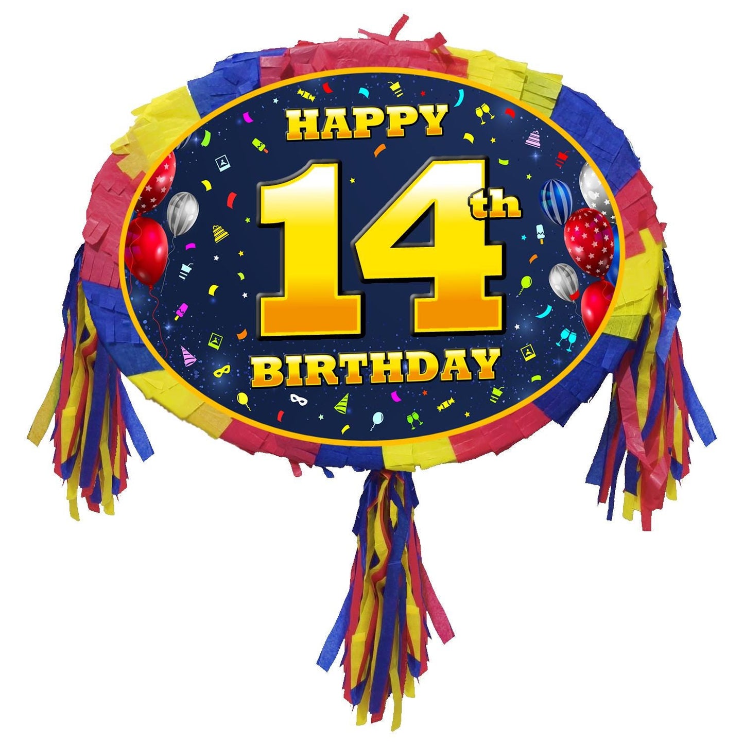 14th Birthday Number Pinata happy universal theme Party piñata supplies decorations stick Smash Game unisex fourteen fourteenth 14 years