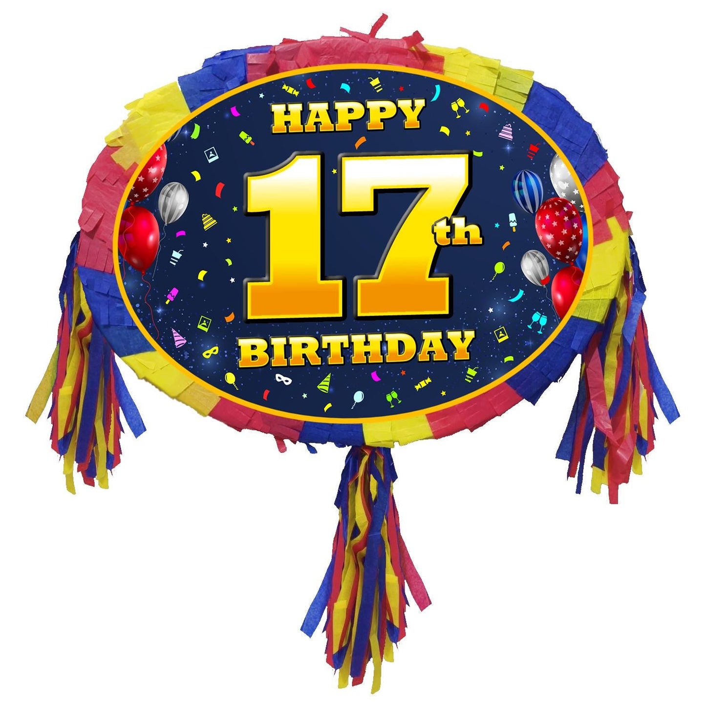 17th Birthday Number Pinata happy universal theme Party piñata supplies decorations stick Smash Game unisex seventeen seventeenth 17 years