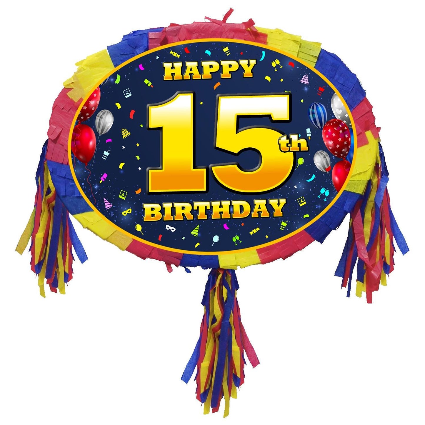 15th Birthday Number Pinata happy universal theme Party piñata supplies decorations stick Smash Game unisex fifteen fifteenth 15 years