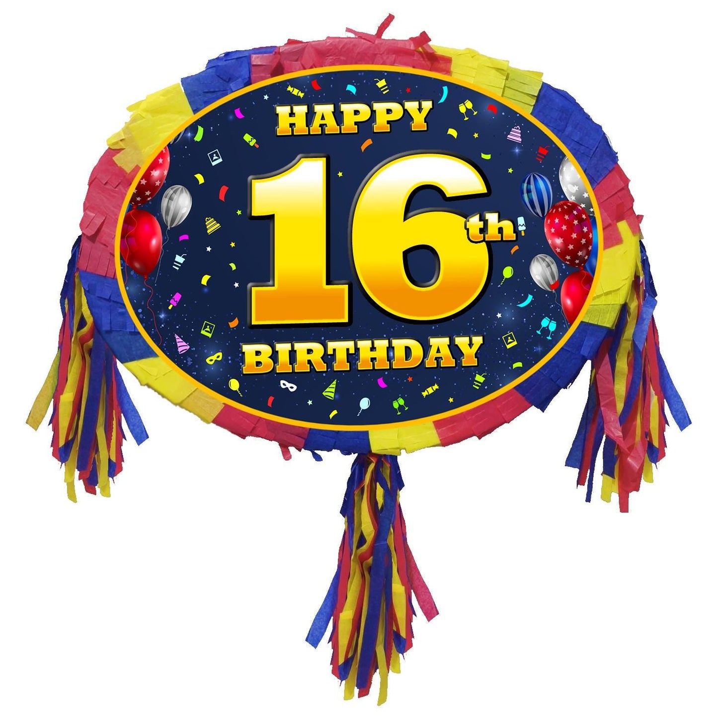 16th Birthday Number Pinata happy universal theme Party piñata supplies decorations stick Smash Game unisex sixteen sixteenth 16 years UK