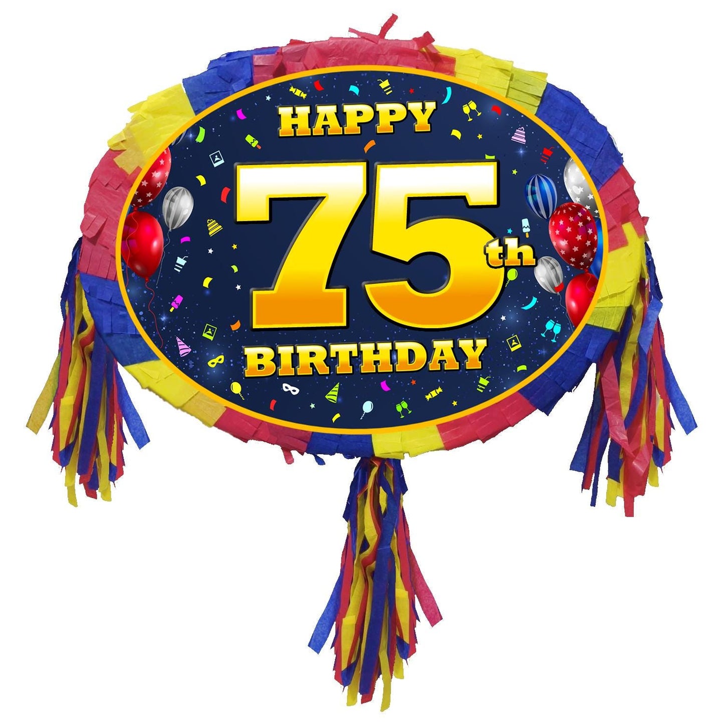 75th Birthday Number Pinata happy universal theme Party piñata supplies stick Smash Game unisex seventy-fifth 75 years seventy-five diamond