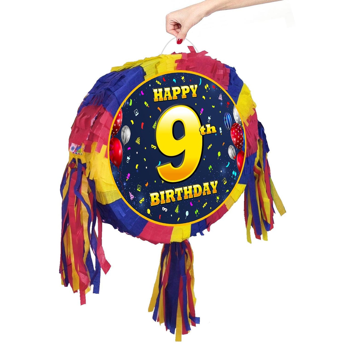 9th Birthday Pinata number oval happy universal theme Party piñata event supplies decorations stick Smash Game unisex nine ninth 9 years UK