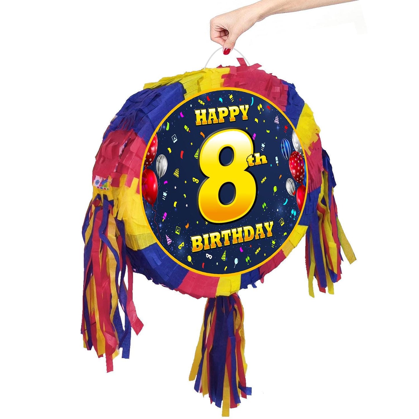 8th Birthday Pinata number oval happy universal theme Party piñata event supplies decorations stick Smash Game unisex eight eighth 8 years