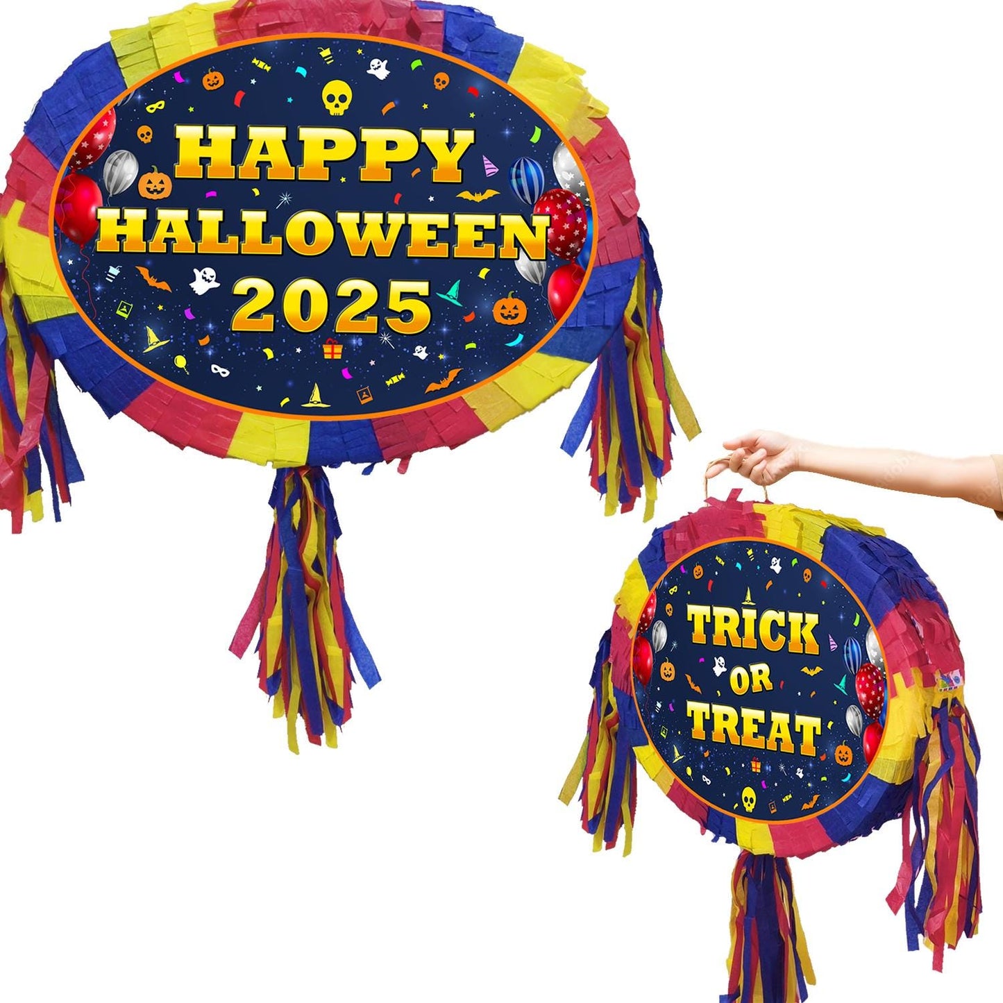 Trick or Treat Halloween Oval Pinata with stick theme Party large piñata supplies birthday blindfold Scary Creepy happy game UK 2025 special