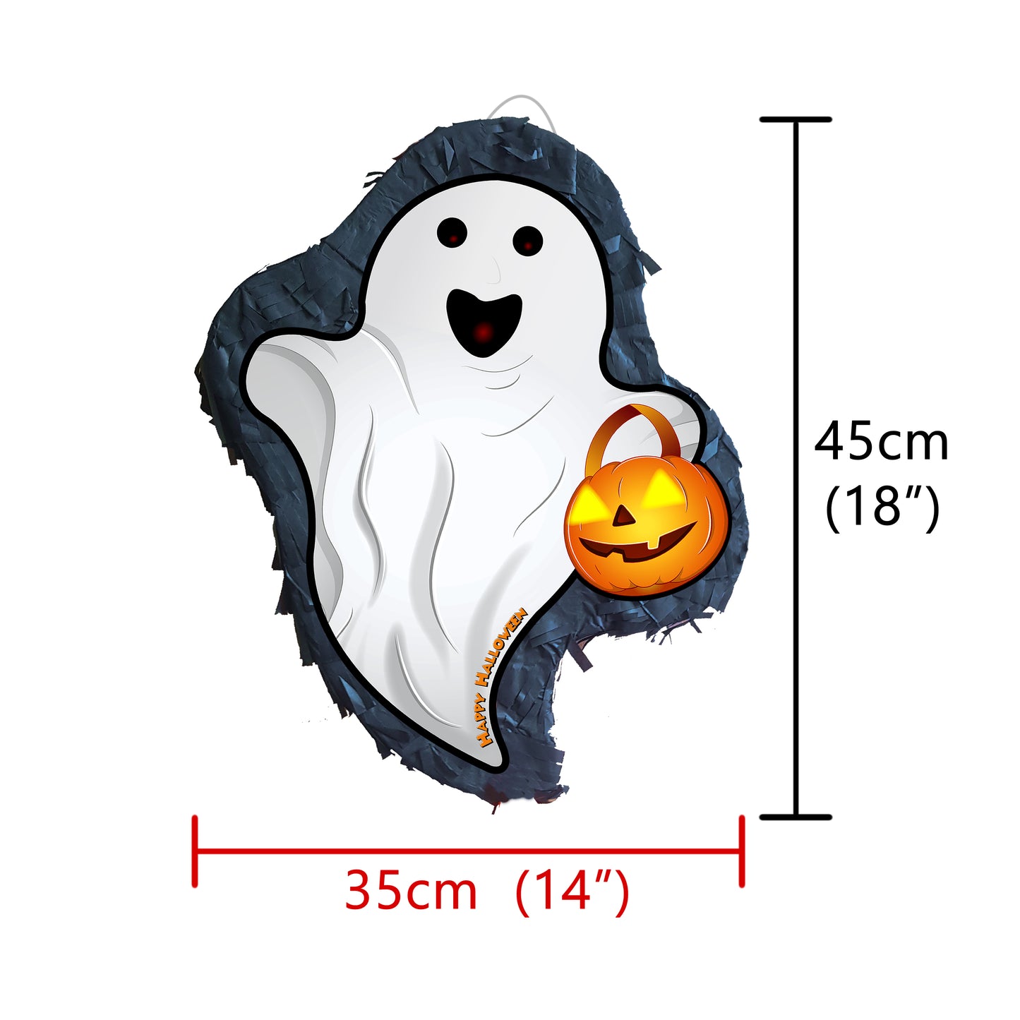 Ghost Pinata with stick Party pinata supplies birthday blindfold Scary Creepy happy game trick or treat spirit soul genie UK Halloween theme