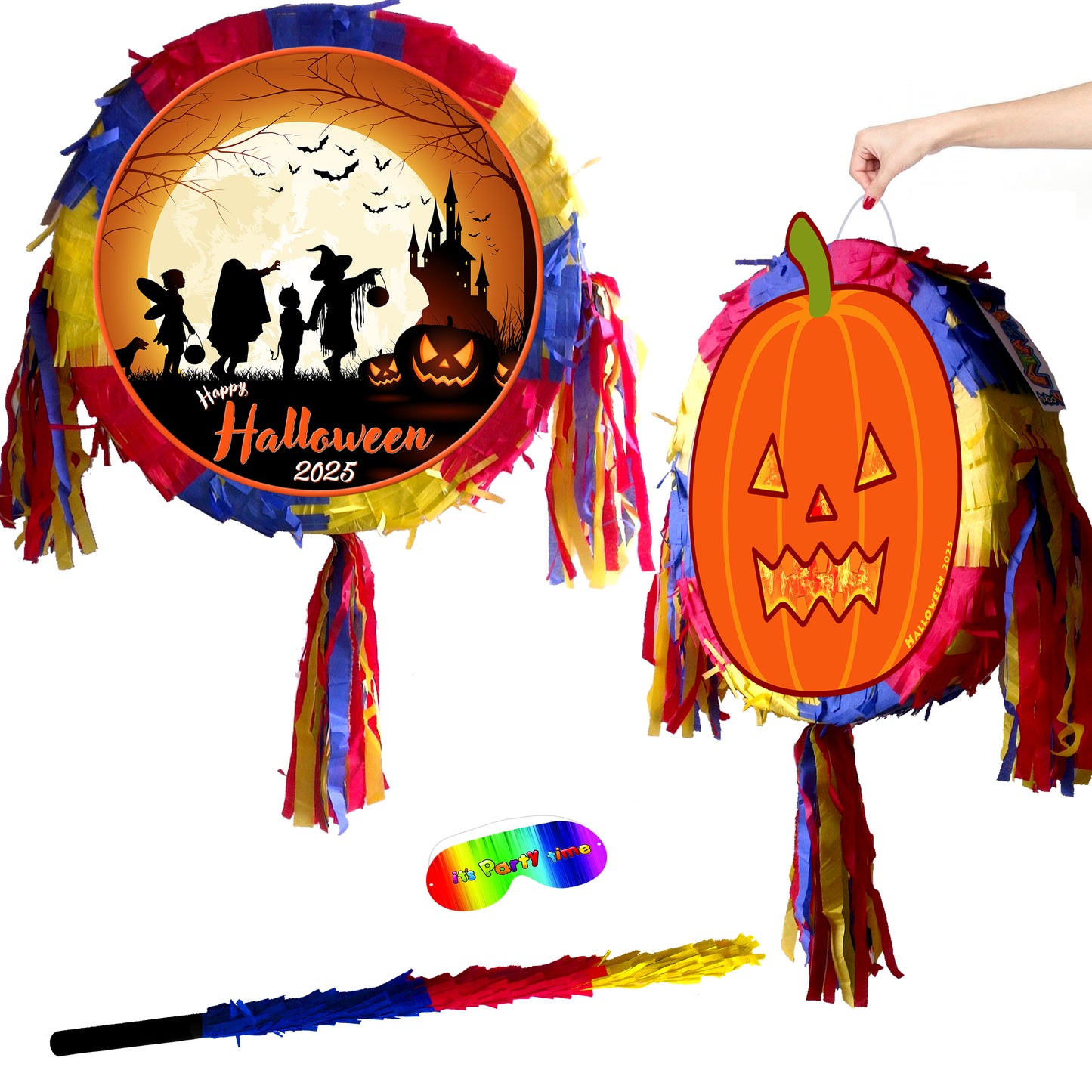 Halloween 2025 Piñata set theme Party pinata supplies birthday stick blindfold Scary Creepy happy pumpkin game trick or treat good Friday UK