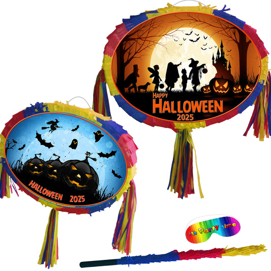 Halloween Oval Piñata with stick theme Party large pinata supplies birthday blindfold Scary Creepy happy game trick or treat UK 2025 fun