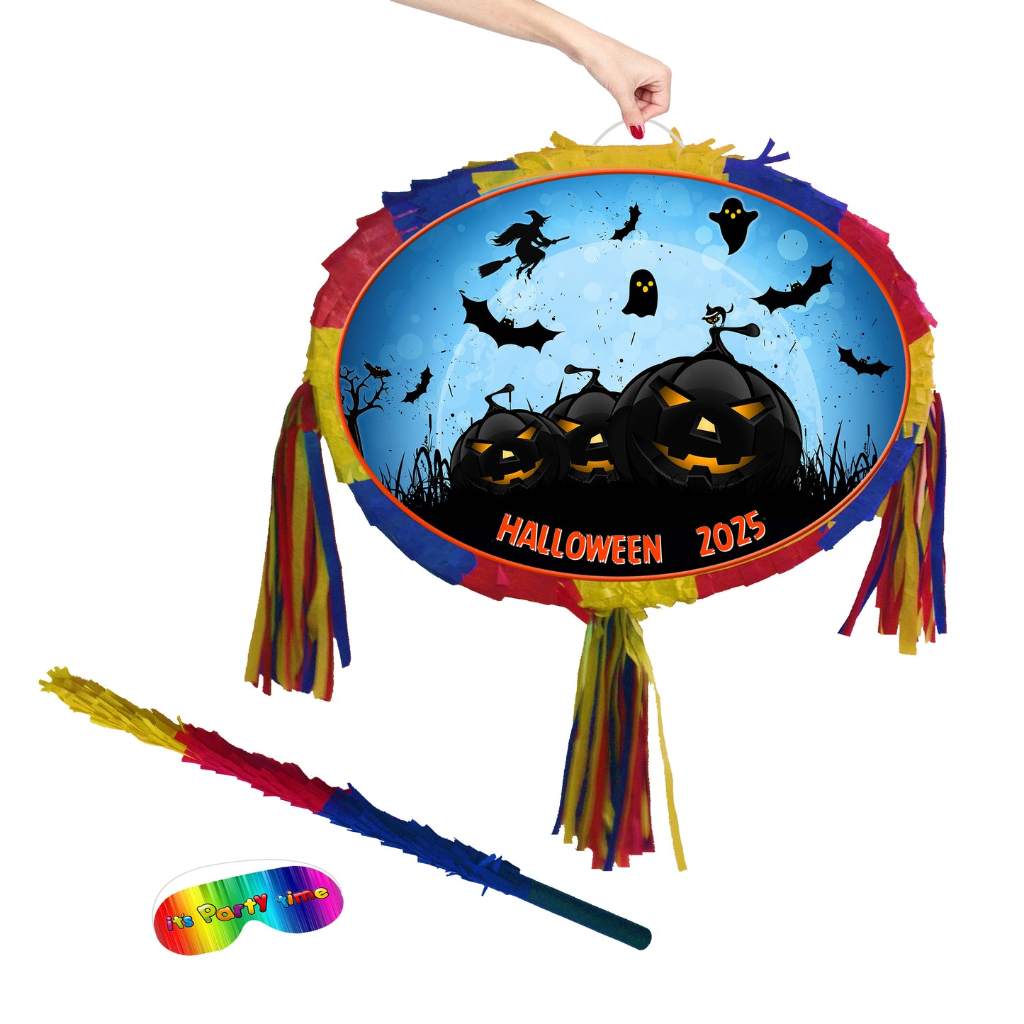 Halloween Oval Piñata with stick theme Party large pinata supplies birthday blindfold Scary Creepy happy game trick or treat UK 2025 fun