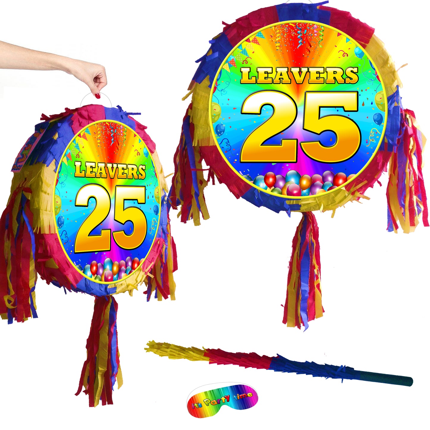 2025 Leavers Party Pinata game Year 6 High school college round theme piñata supplies happy blindfold stick smash boys girls unisex favours