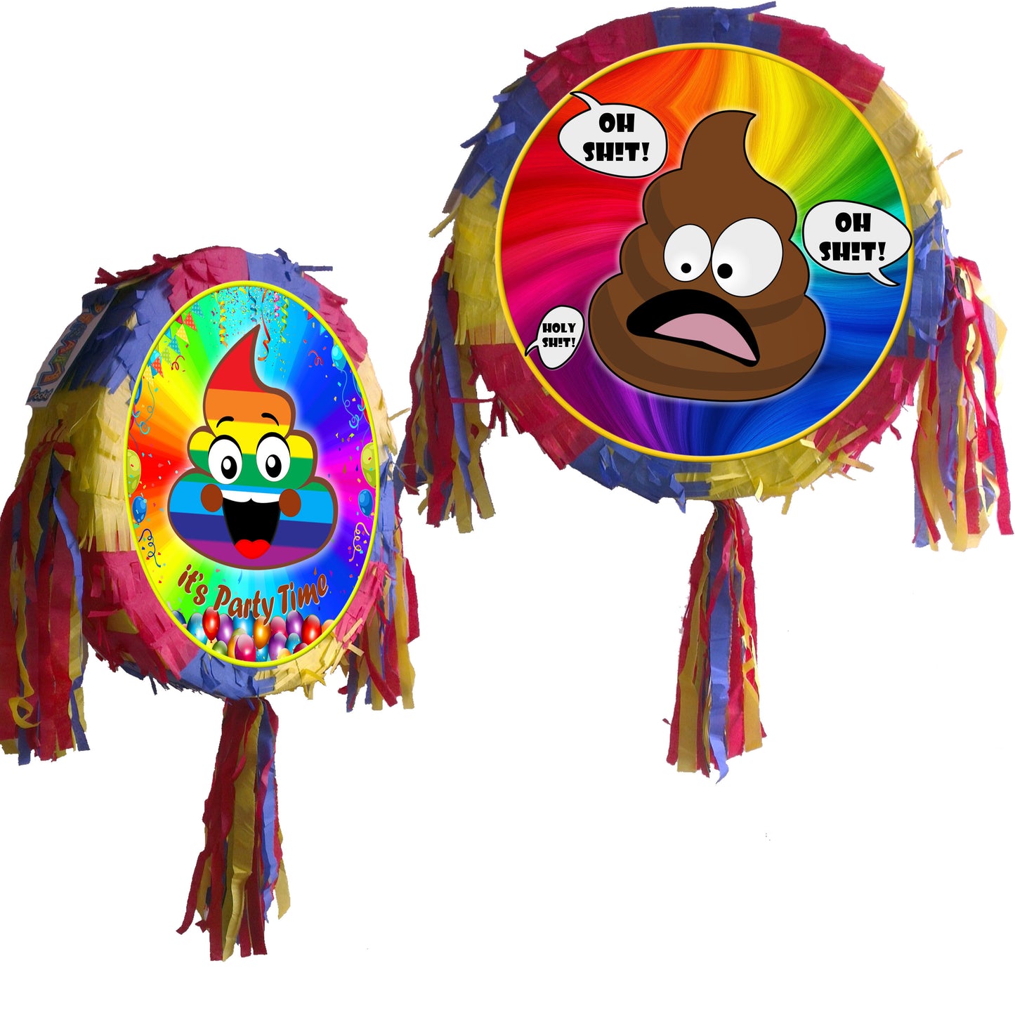 Sh!t Piñata set stick blindfold Round pinata Party theme supplies happy birthday fun poo poop poopy icecream multicoloured best funny shock