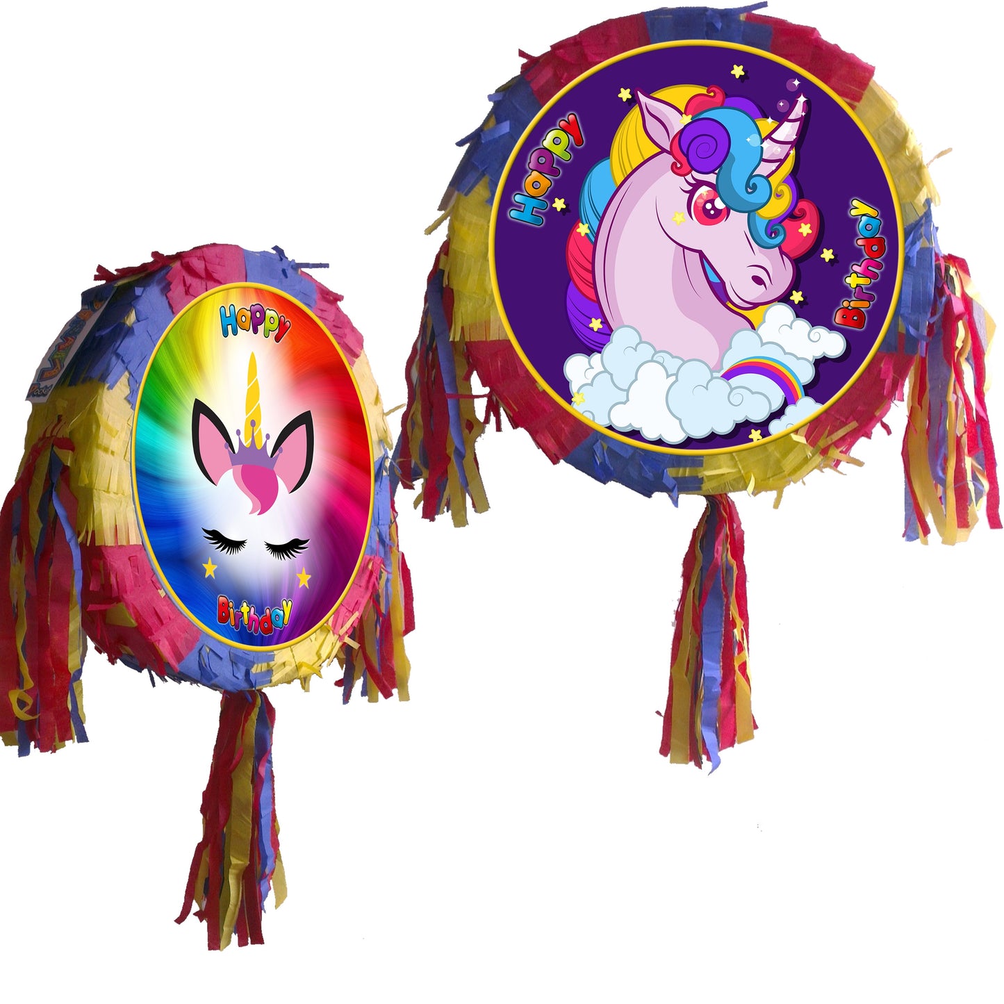 Unicorn Piñata set Party Round theme pinata supplies happy birthday stick blindfold Rainbow multicolour pony dash glitter glam girls pink