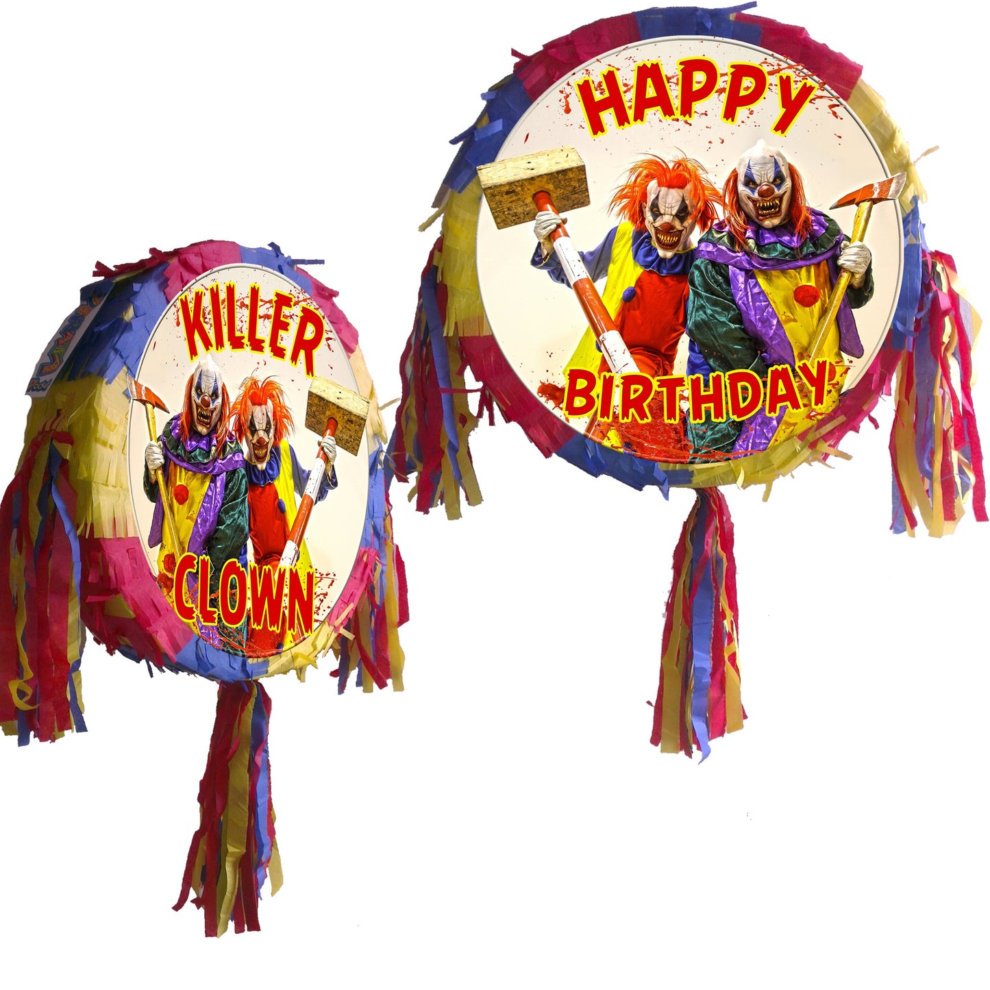 Killer Clown Piñata set theme Party pinata supplies happy birthday stick blindfold Halloween Scary Creepy apocalypse Zombie Joker vampire