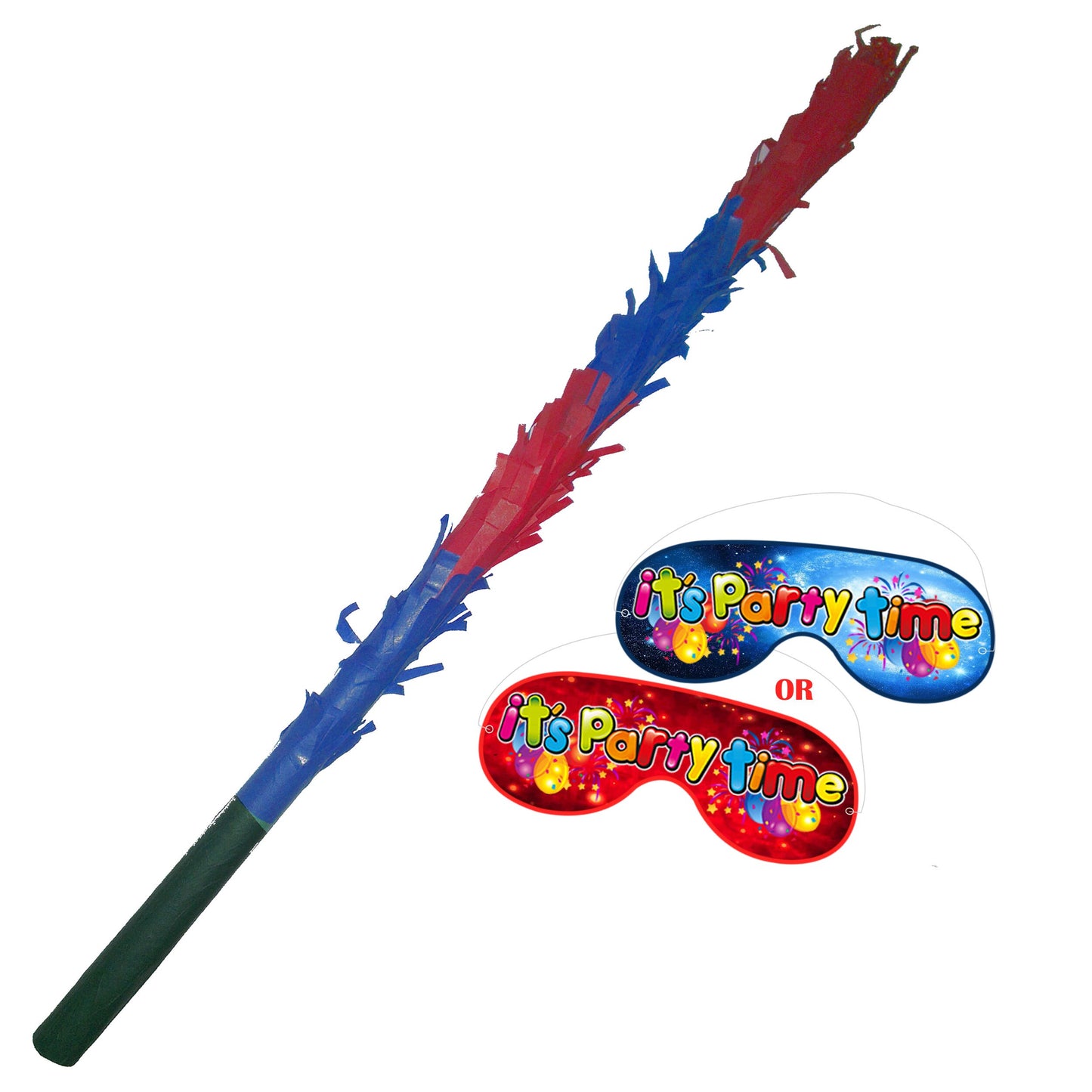 Blue and Red Stick for Pinata smashing party game Piñata Hitting bashing bat baton blindfold fun Bright colours Girls Boys Kids Unisex