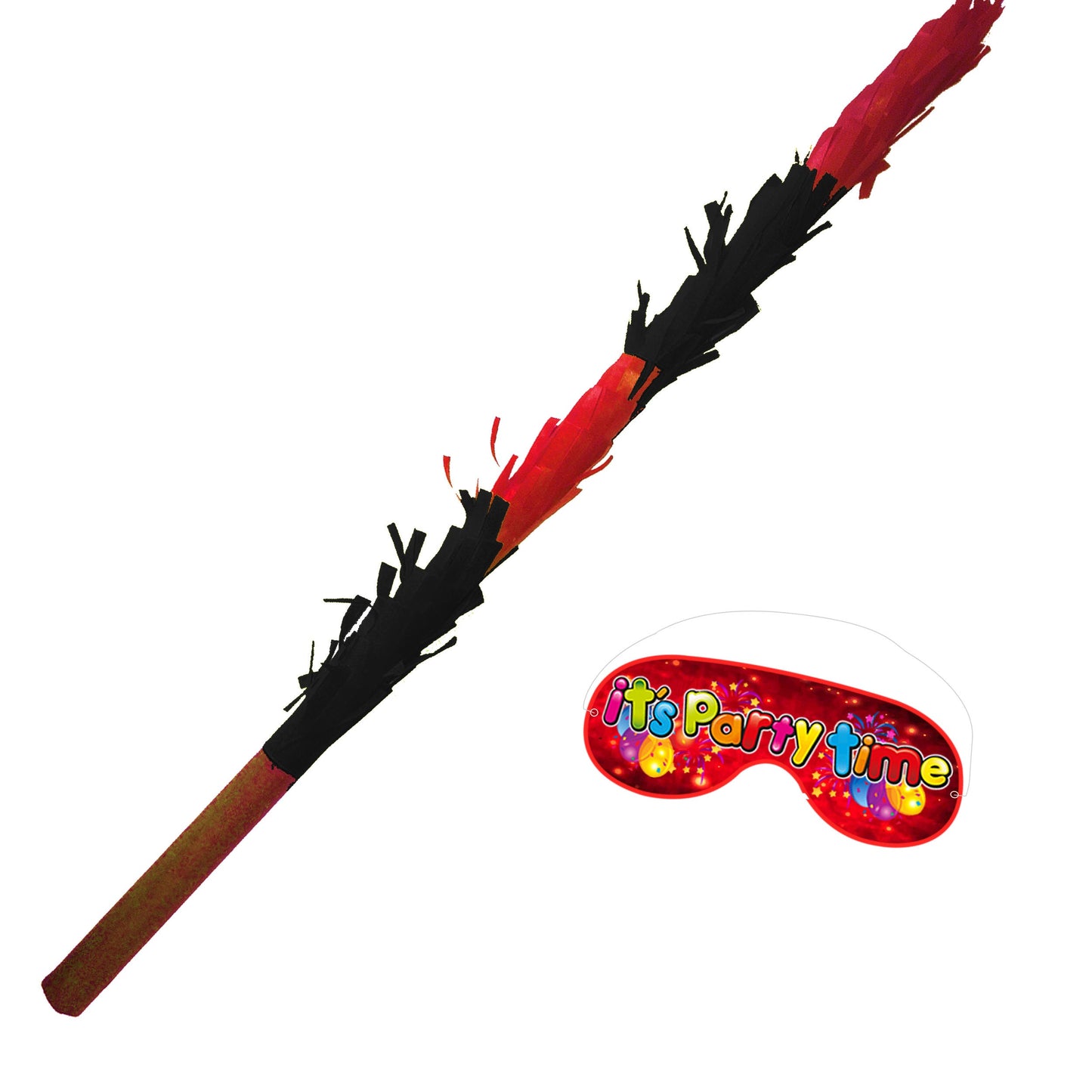 Red and Black Stick for Pinata smashing party game Piñata Hitting bashing bat baton blindfold fun Bright colours Girls Kids Boys Unisex UK