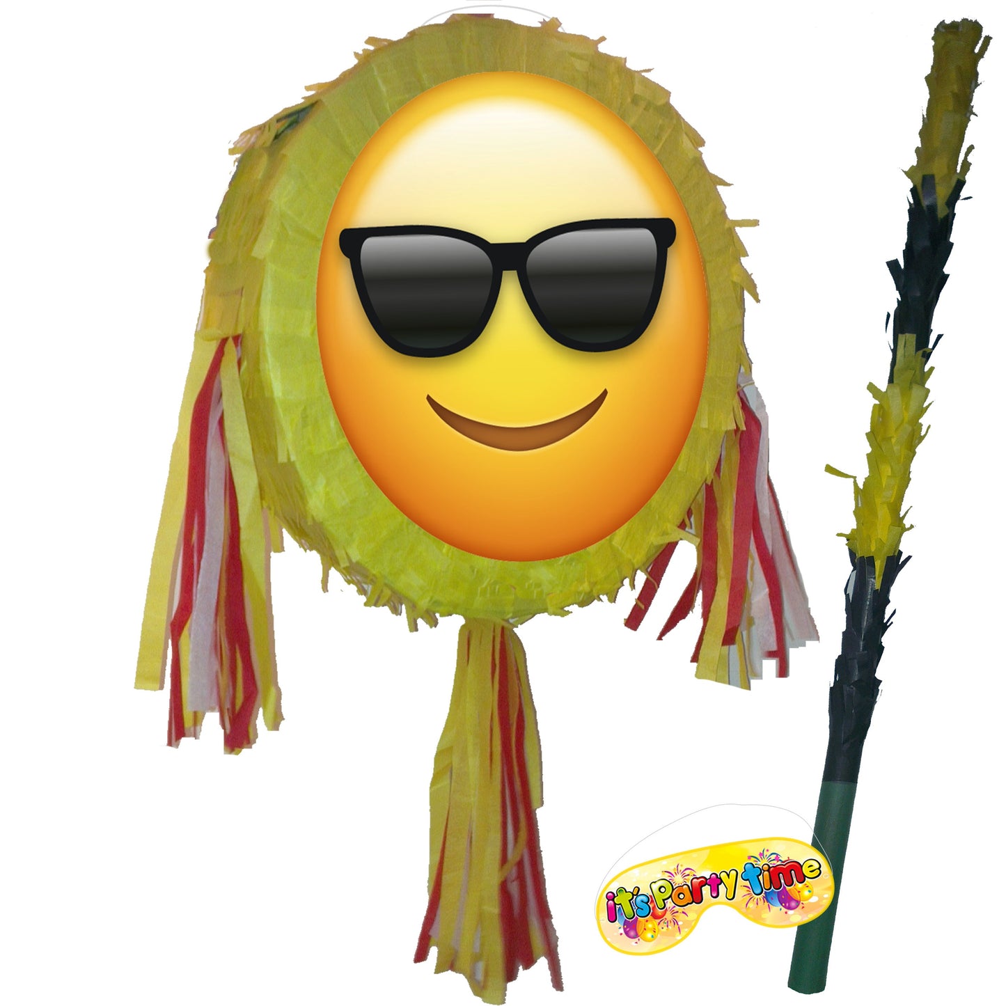 Cool emoji Pinata party theme round piñata supplies happy Birthday Smash game sunglasses emotion Face chill easy-going carefree dude icon