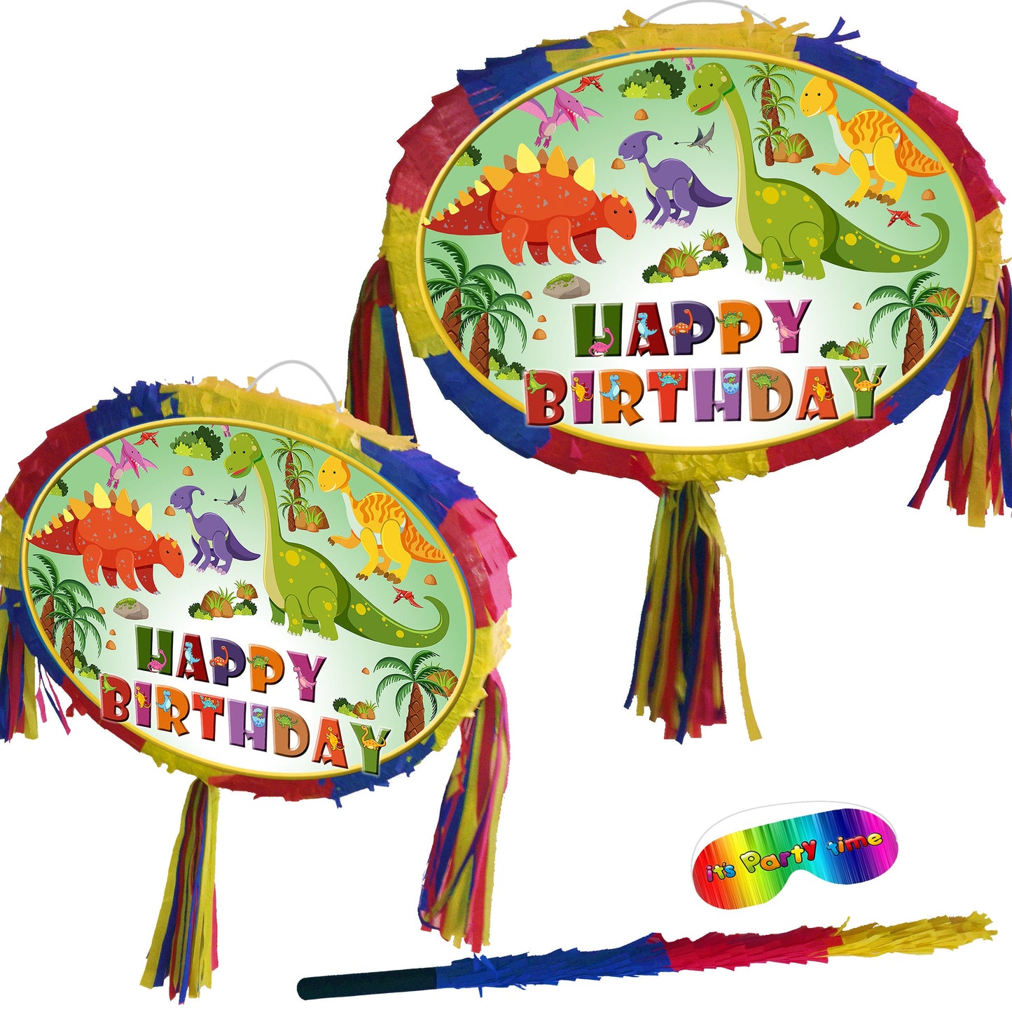 Dinosaurs Pinata happy Birthday Dino theme Party piñata supplies Decorations stick  Smash Game unisex super jungle Trex green animal world