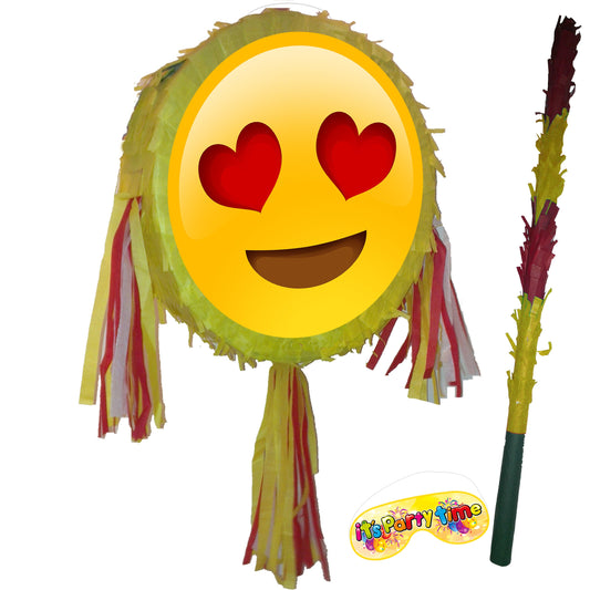 Love emoji Pinata party theme round piñata happy Birthday Smash game emotion Face dude icon Smiley infatuation in crazy charm heart eyes UK