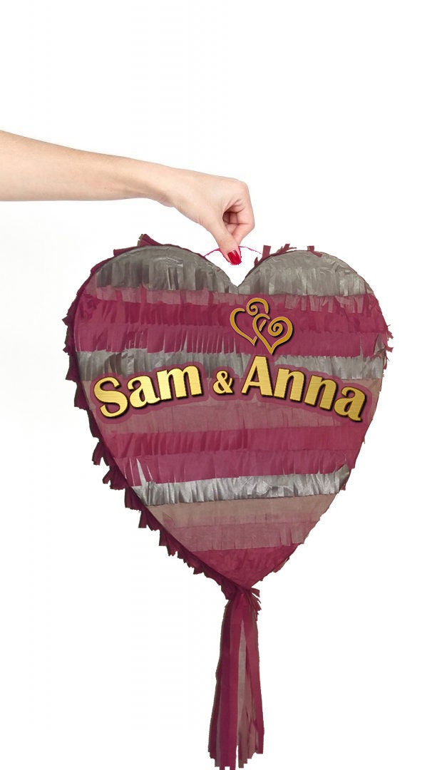 Large Heart Pinata with stick Birthday Hen Do Engagement Prom bride to be Anniversary Wedding girls night out surprise slumber party stag UK