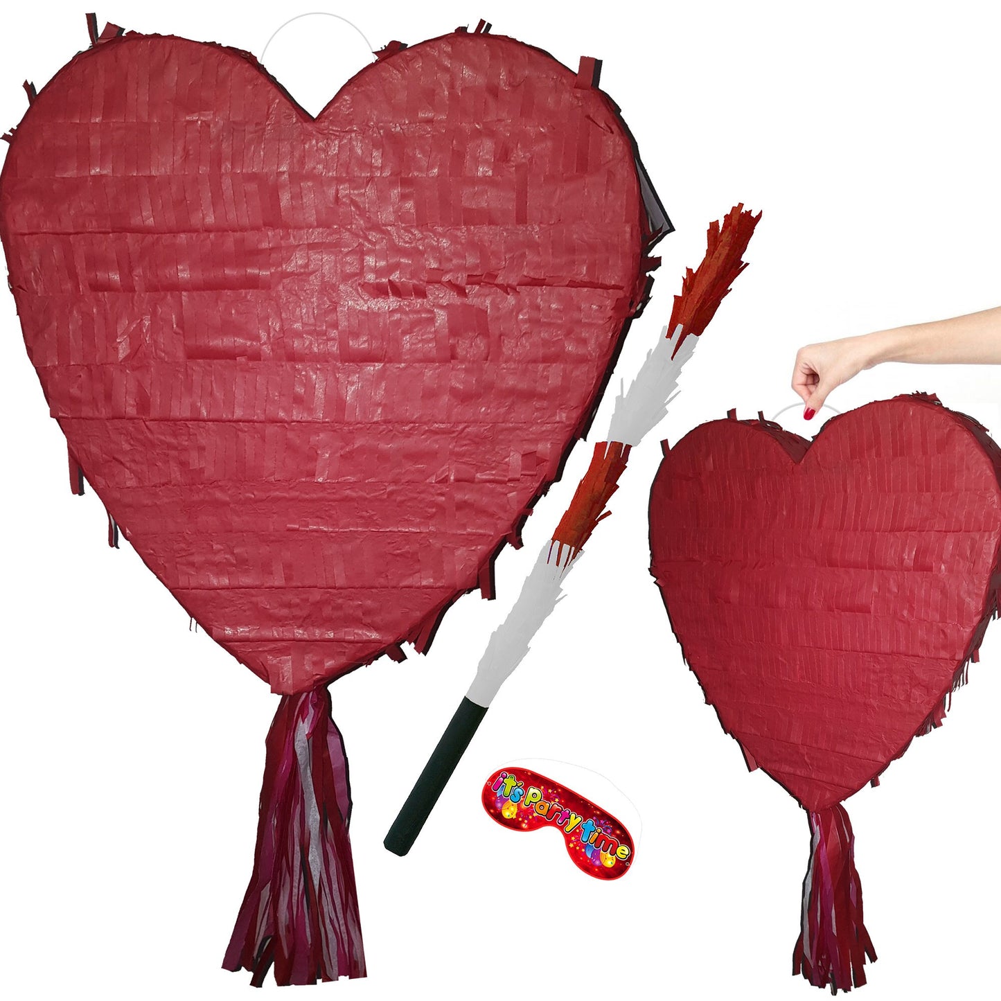 Large Red Heart Pinata with stick Valentines Day Birthday Hen Do Engagement Prom bride to be Anniversary Wedding girls night slumber party