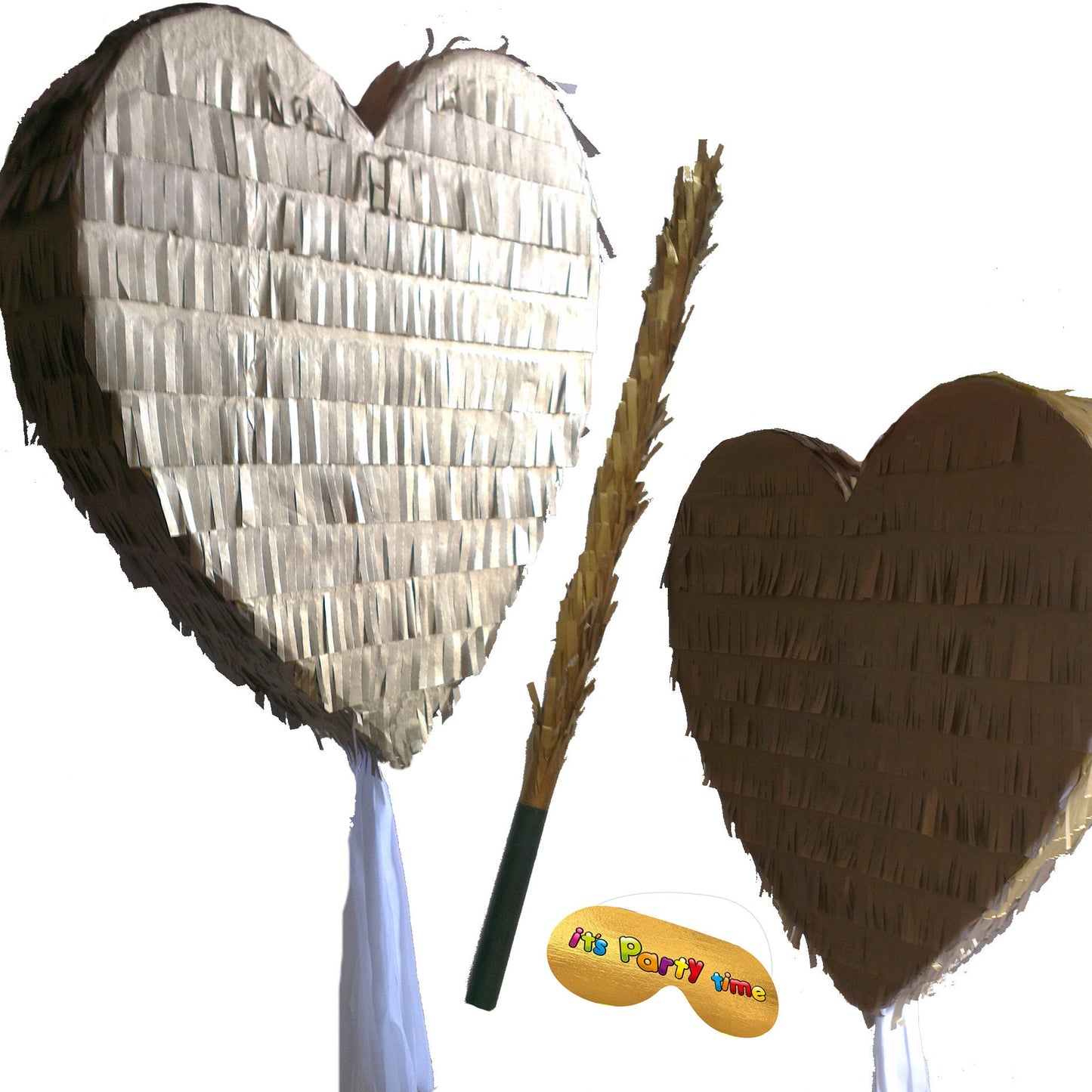 Big Gold Silver Heart Pinata and Stick Love Birthday Hen Engagement Prom bride be Anniversary Wedding girls night out slumber party stag