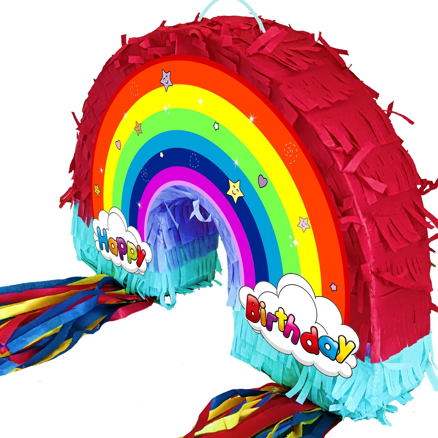 Rainbow Piñata with Stick Happy Birthday Piñata set Party theme supplies pride blindfold girls pink multicoloured