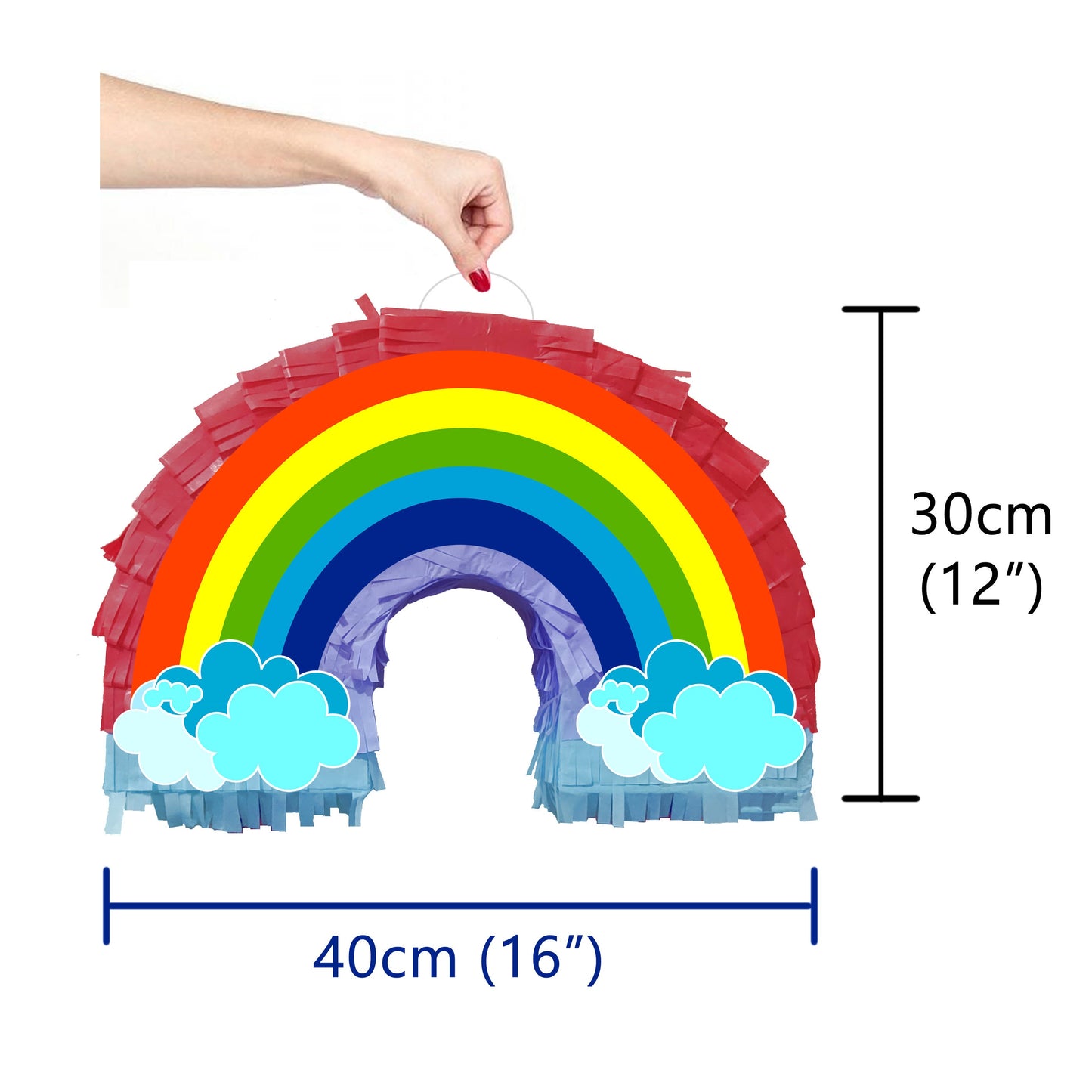 Big Rainbow Piñata with Stick and paper eye cover Piñata set Party theme supplies pride blindfold girls pink multicoloured clouds fun game