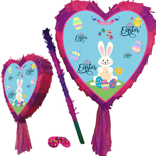 Large Heart Easter Pinata with stick good Friday happy bunny surprise hunt party bonnet basket Pascha Resurrection Sunday UK