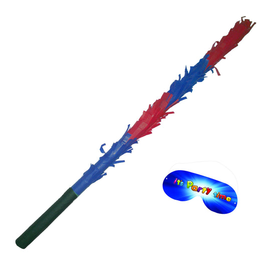 Blue and Red Stick for Pinata smashing party game Piñata Hitting bashing bat baton blindfold fun Bright colours Girls Boys Kids Unisex