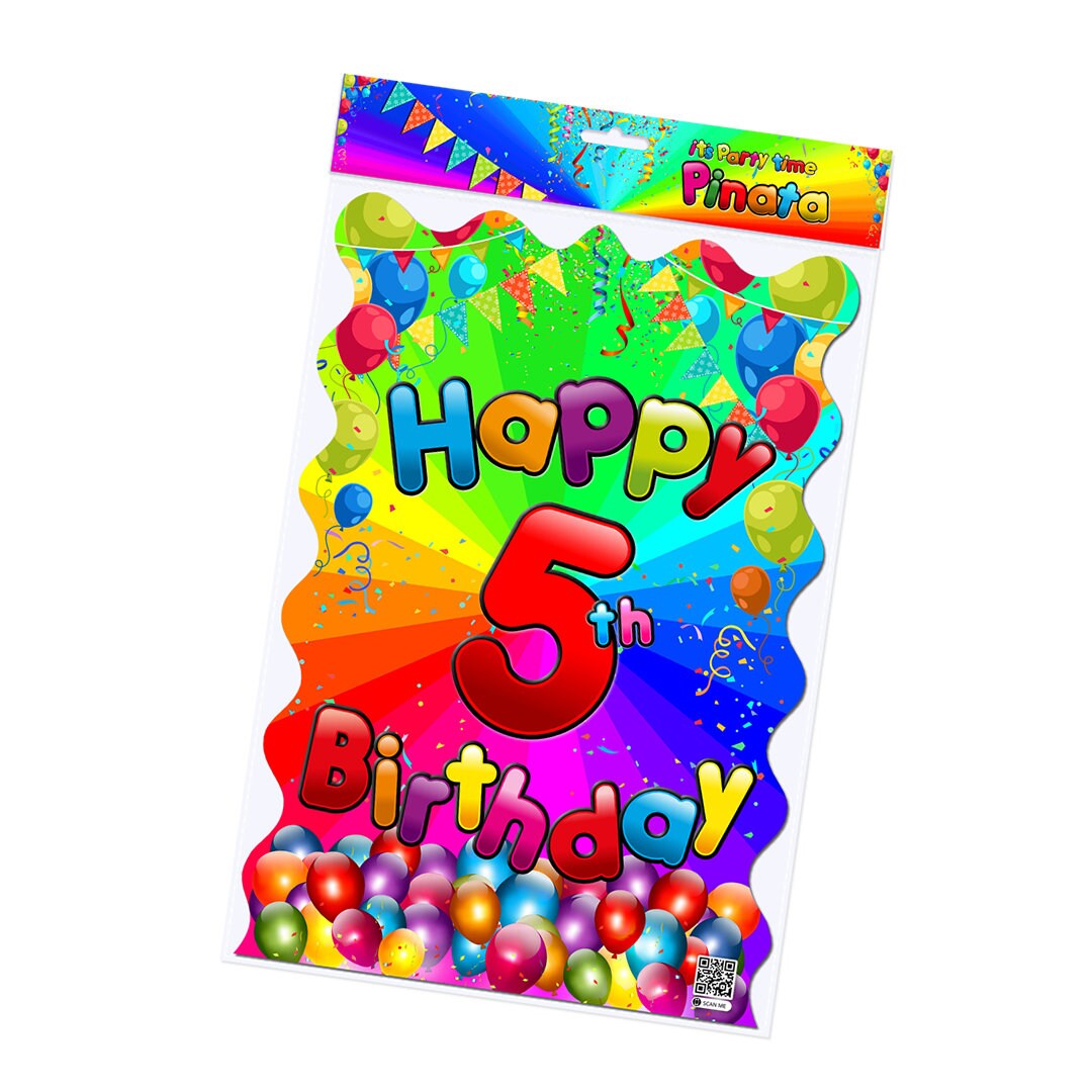 5th Birthday Pinata Pull String Paper Bag Party Piñata Game Children Kids Boys Girls Unisex Fun theme supplies Fifth Five surprise cinco 5 V