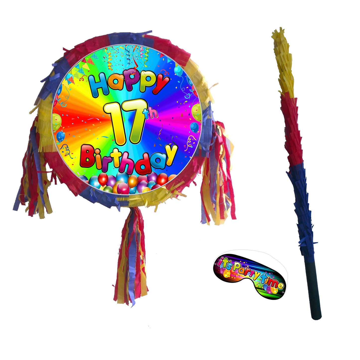 Number Pinata with stick Happy birthday 16th 17th 18th sixteen seventeen eighteen 16 17 18 Piñata Party Game Theme debut UK boy girl kids