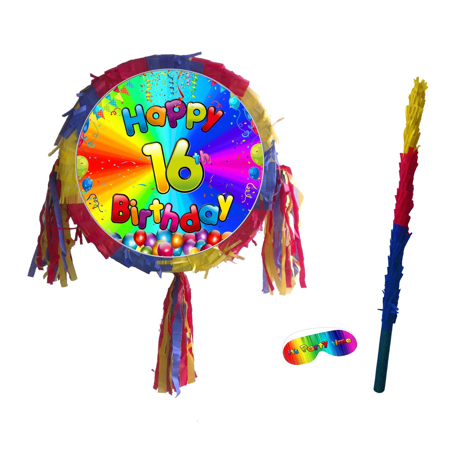 Number Pinata with stick Happy birthday 16th 17th 18th sixteen seventeen eighteen 16 17 18 Piñata Party Game Theme debut UK boy girl kids