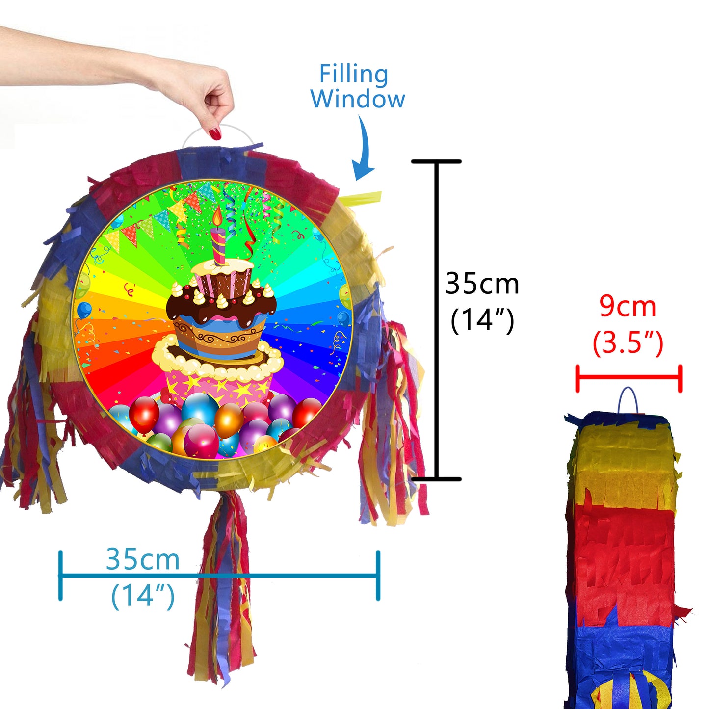 Number Pinata with stick Happy birthday 8th 9th 10 11 12 13 14 15 eight nine then eleven twelve thirteen fourteen Piñata Party Game Theme UK