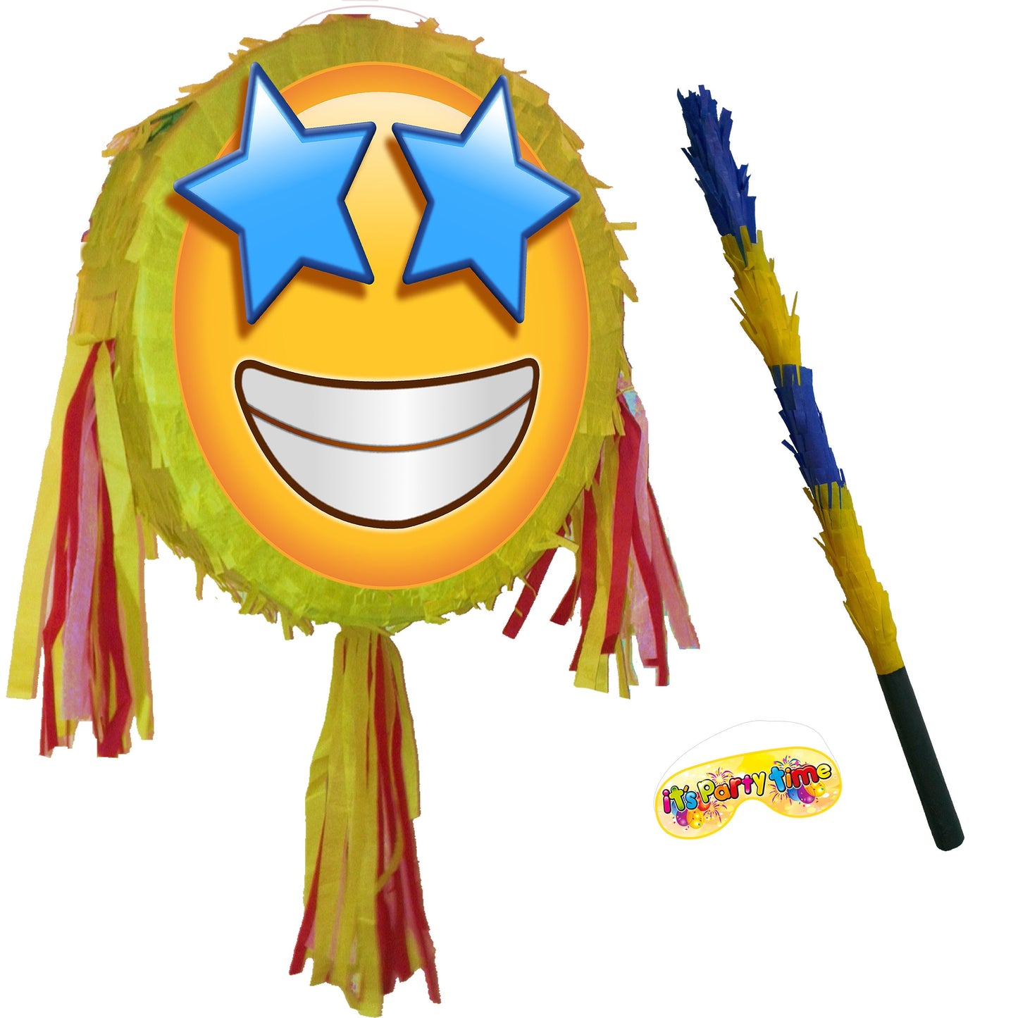 emoji Pinata Round theme piñata party supplies happy Birthday Smash Game Grinning Face eyes unisex greeting emotion Star-Struck exciting UK