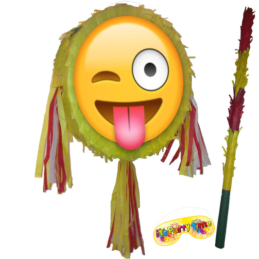 Fun emoji Pinata party theme round piñata supplies happy Birthday Smash game emotion Face dude icon excitement wackiness buffoonery joking