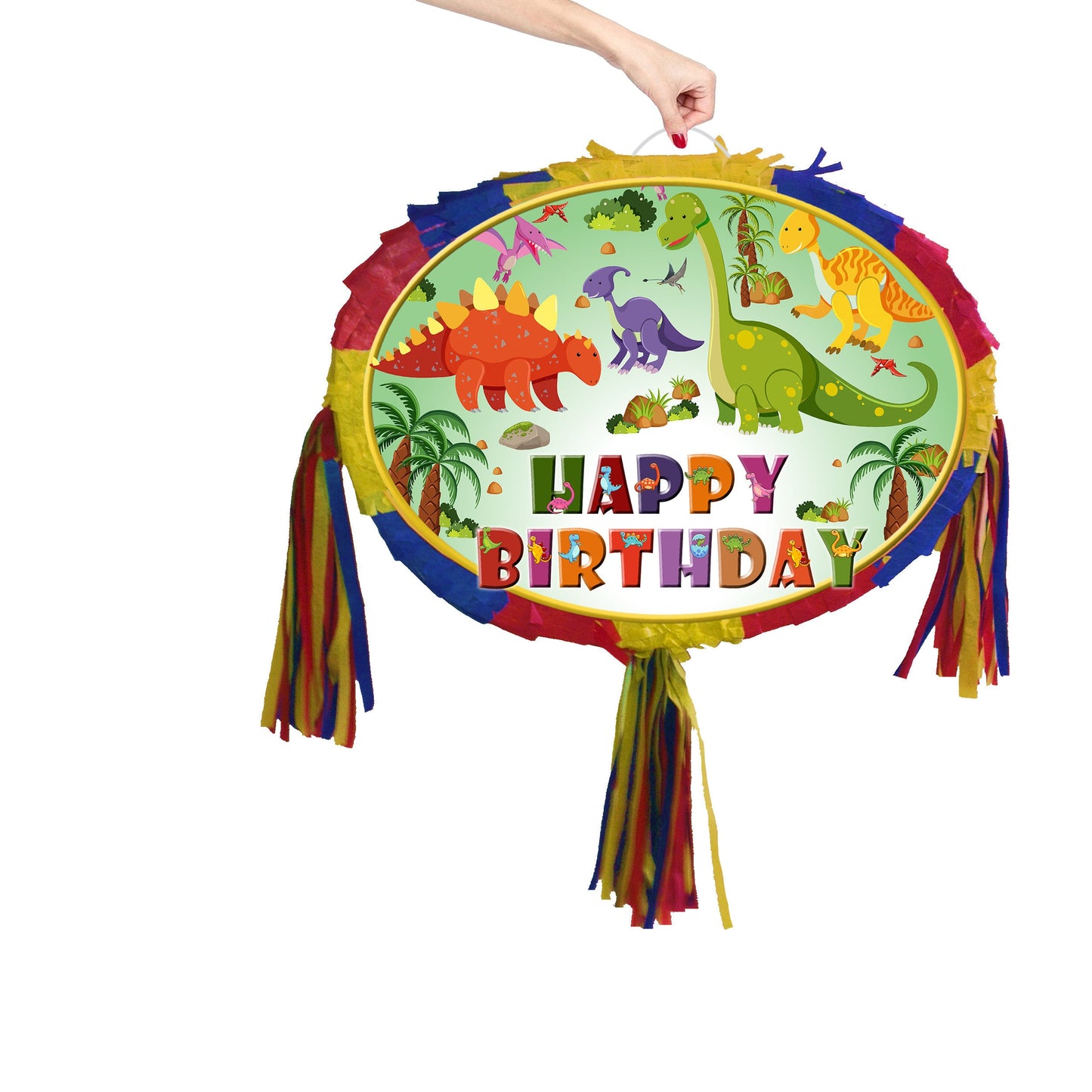 Dinosaurs Pinata happy Birthday Dino theme Party piñata supplies Decorations stick  Smash Game unisex super jungle Trex green animal world