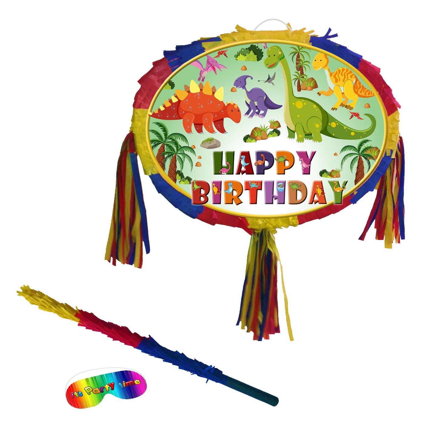 Dinosaurs Pinata happy Birthday Dino theme Party piñata supplies Decorations stick  Smash Game unisex super jungle Trex green animal world