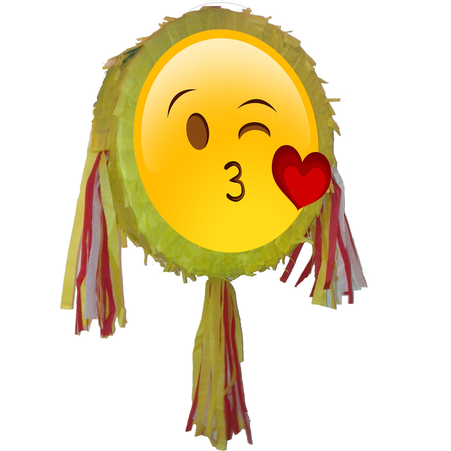 Kiss emoji Pinata party theme round piñata love happy Birthday Smash game emotion Face dude icon Smiley romantic charm heart sweet wink lips