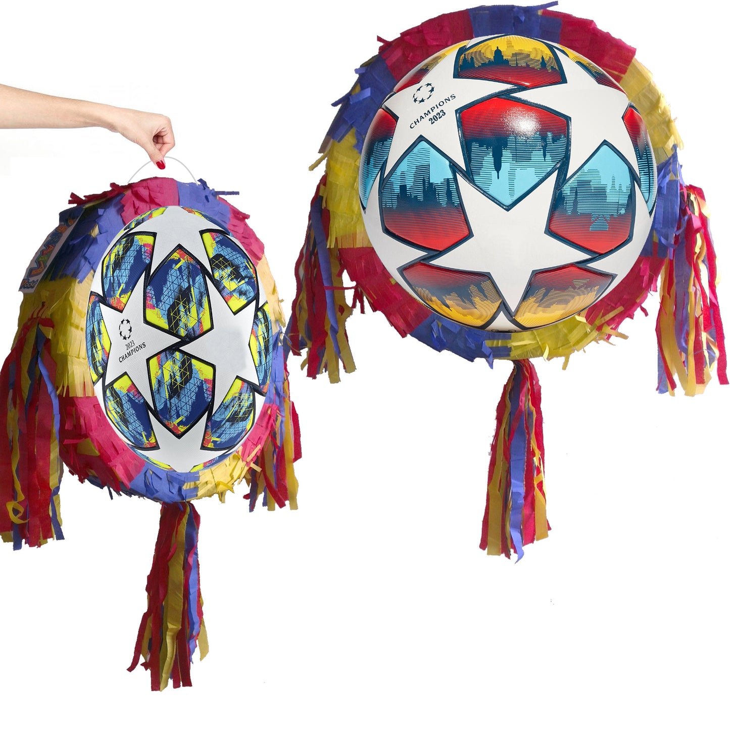 Football Piñata with stick and blindfold round party fun game soccer league cup champions ball birthday event theme England fútbol Fußball