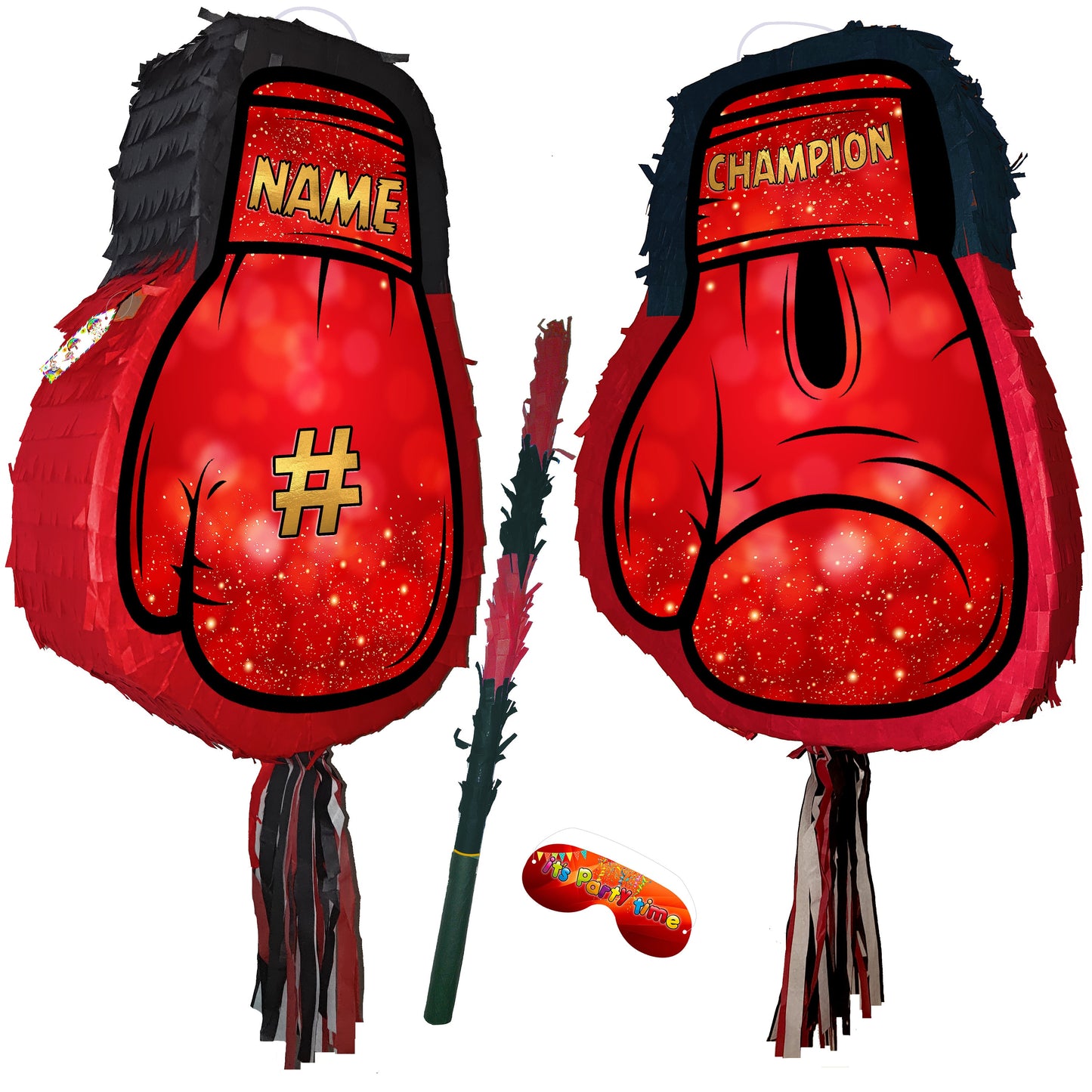 Large Boxing Glove Piñata Party theme pinata supplies happy birthday fun stick blindfold champion boxer kick UFC WBA championship fight KO