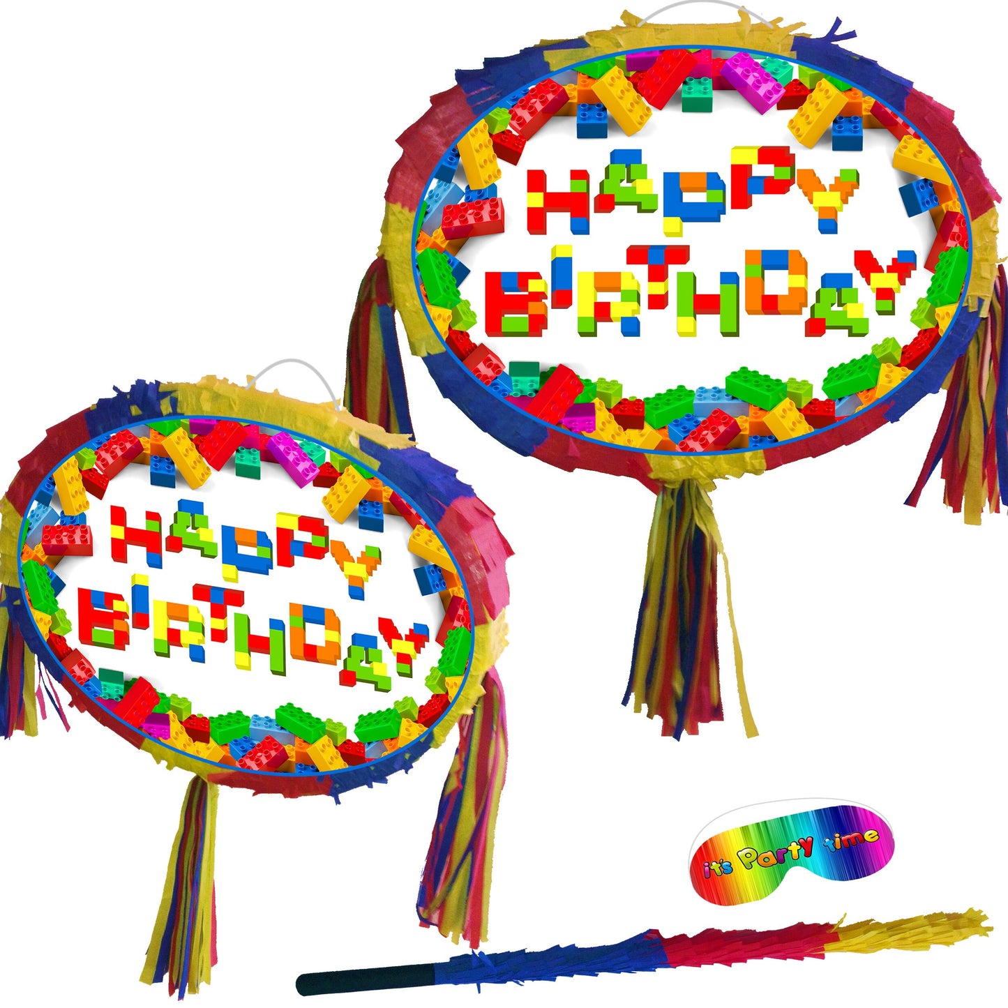 Blocks Pinata happy Birthday theme Party piñata supplies decorations stick Smash Game unisex bricks lago building block construction UK