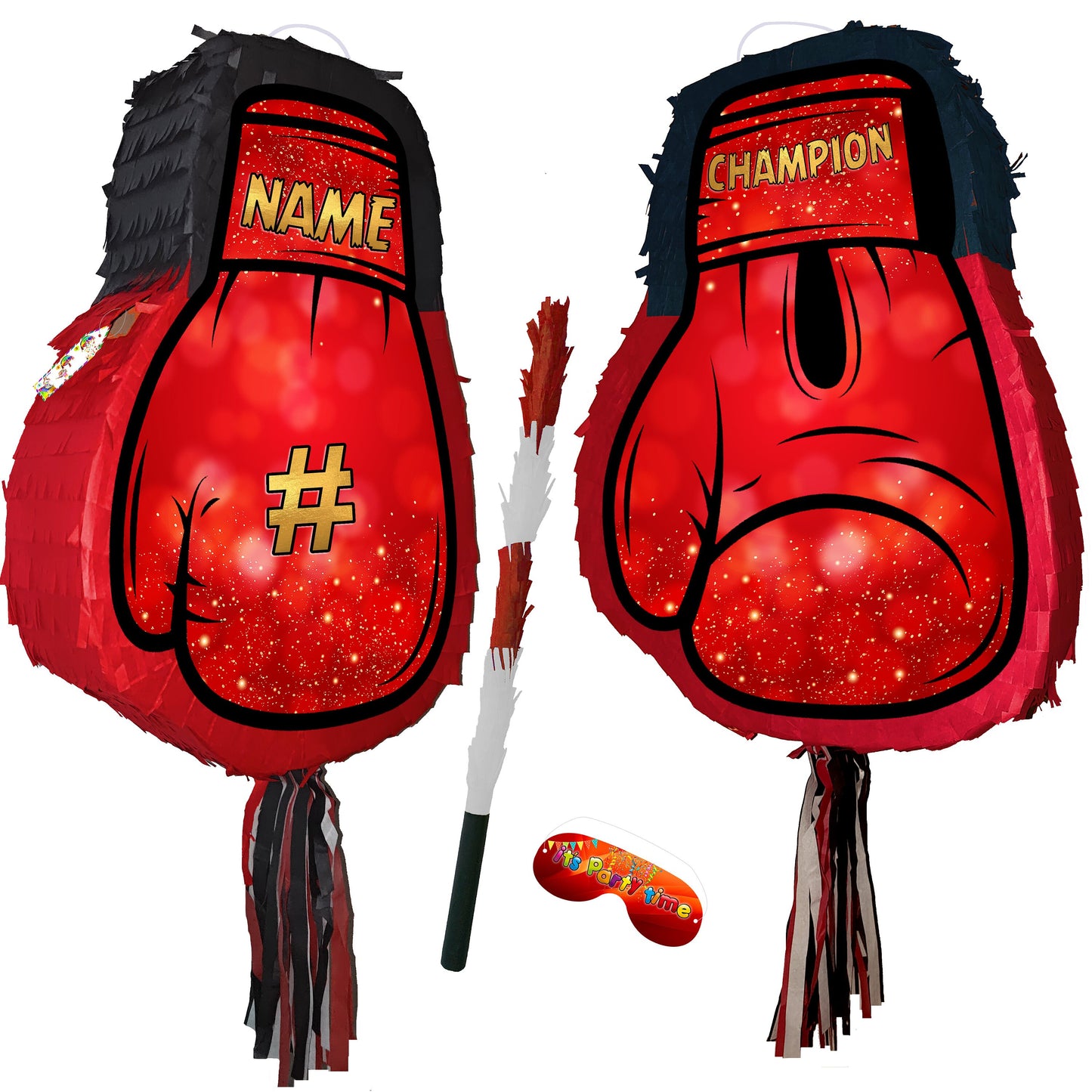 Large Boxing Glove Piñata Party theme pinata supplies happy birthday fun stick blindfold champion boxer kick UFC WBA championship fight KO