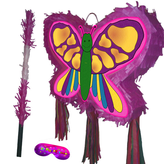 Large Butterfly Piñata with stick Party theme pinata supplies happy birthday fun blindfold rainbow colours game fluttering beauty amazing UK