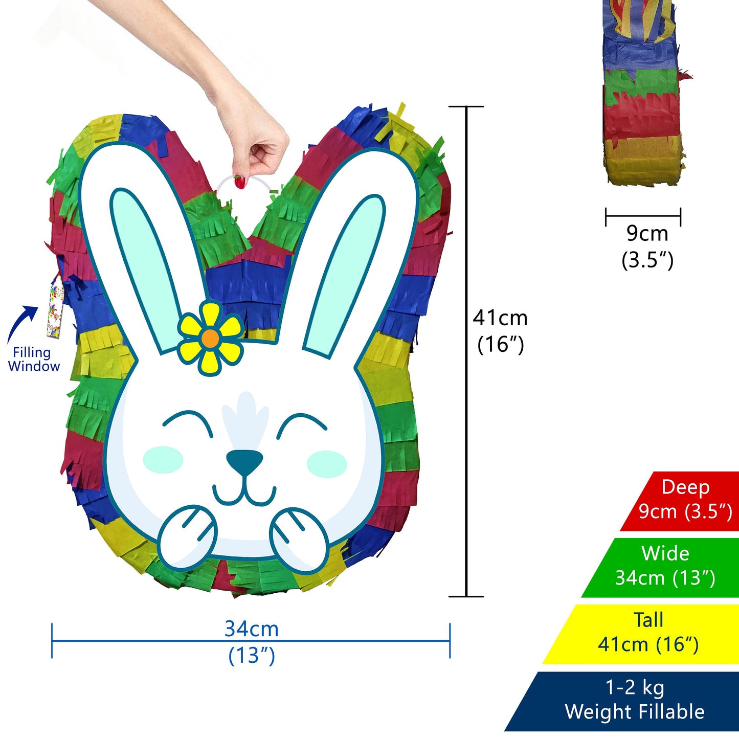 Cute Bunny Rabbit Pinata with stick New happy surprise hunt party bonnet basket Pascha colourful Resurrection Sunday good Friday Easter 2025