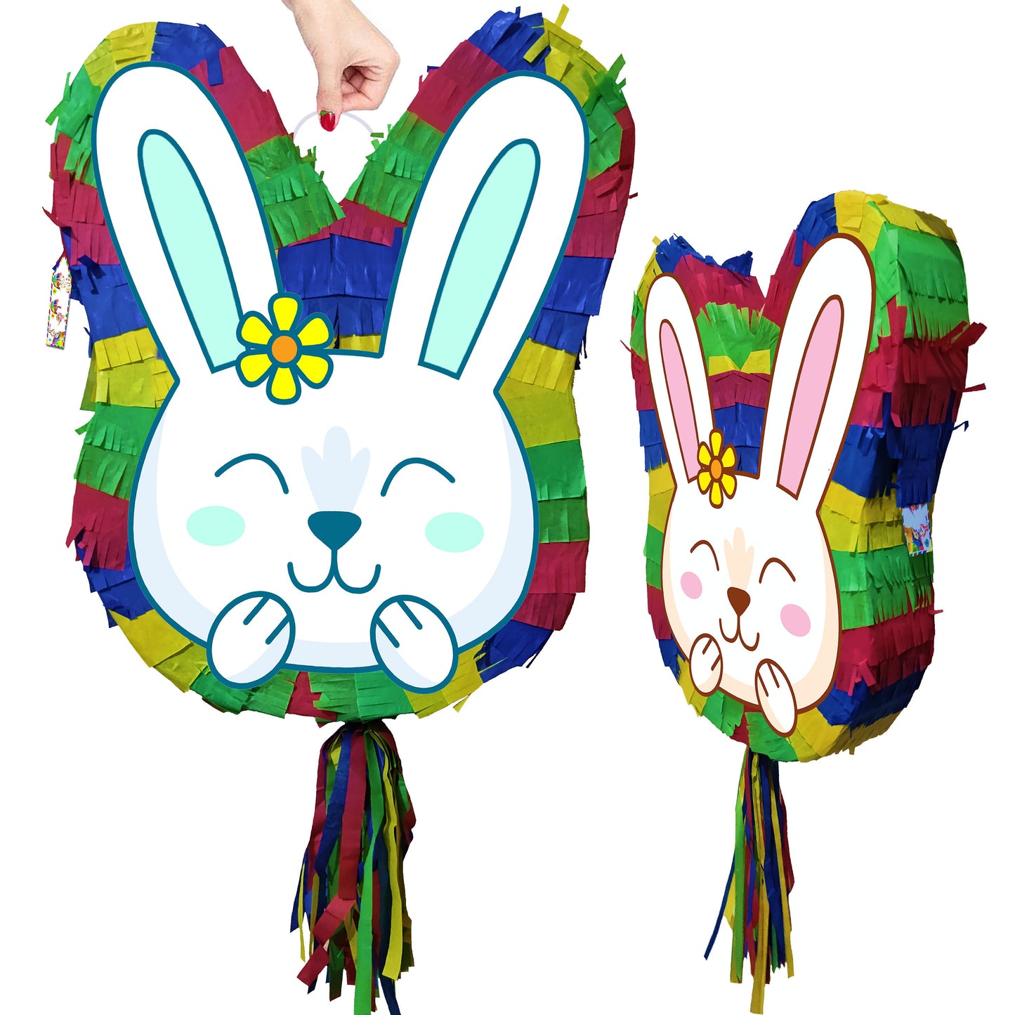 Cute Bunny Rabbit Pinata with stick New happy surprise hunt party bonnet basket Pascha colourful Resurrection Sunday good Friday Easter 2025