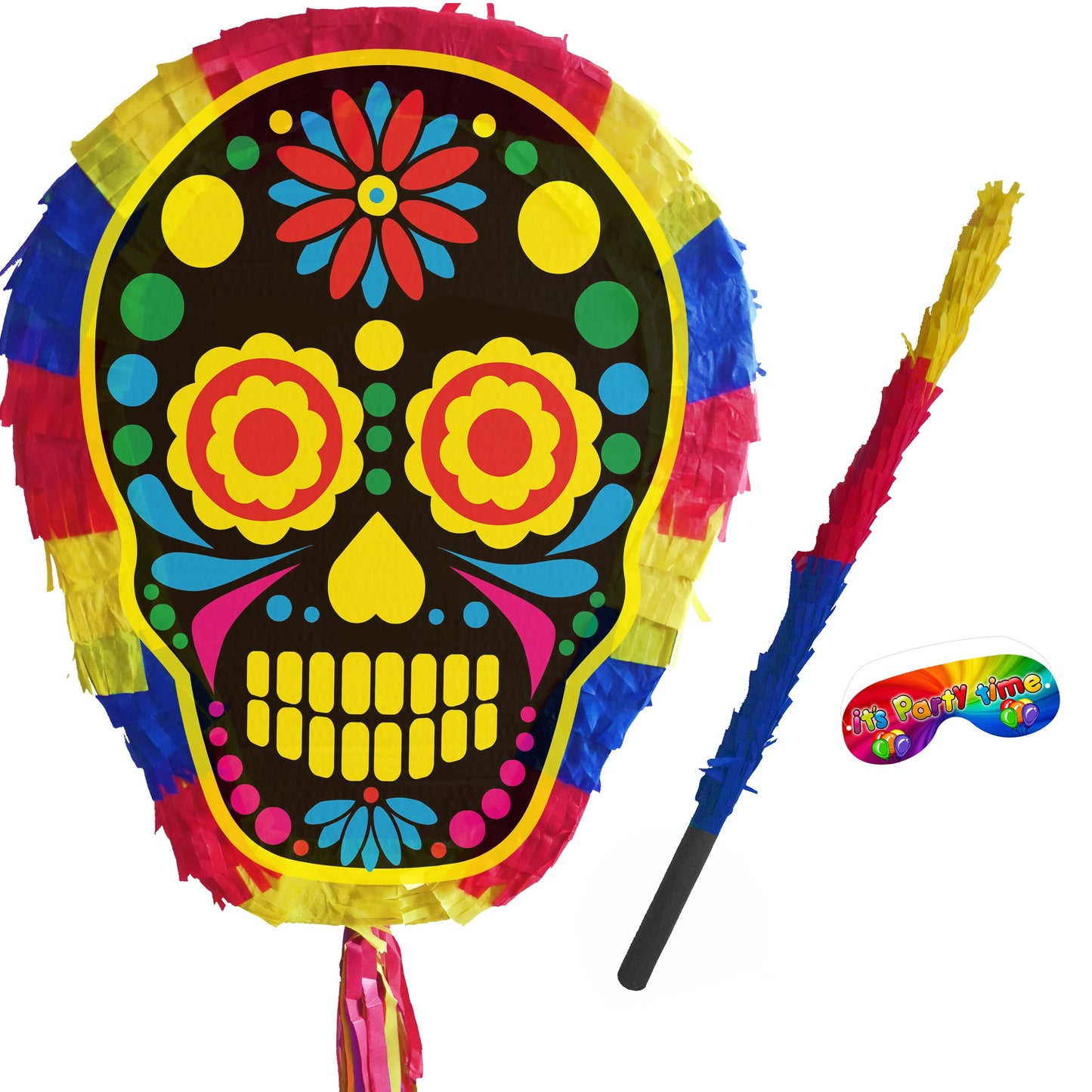 2025 Skull Piñata with stick Party pinata supplies birthday blindfold Scary Creepy happy game trick or treat Calavera UK Halloween theme