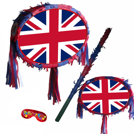 Union Jack Pinata Oval British theme party piñata supplies Game Birthday UK celebrate Remembrance Day Team GB Great Britain Royal Coronation