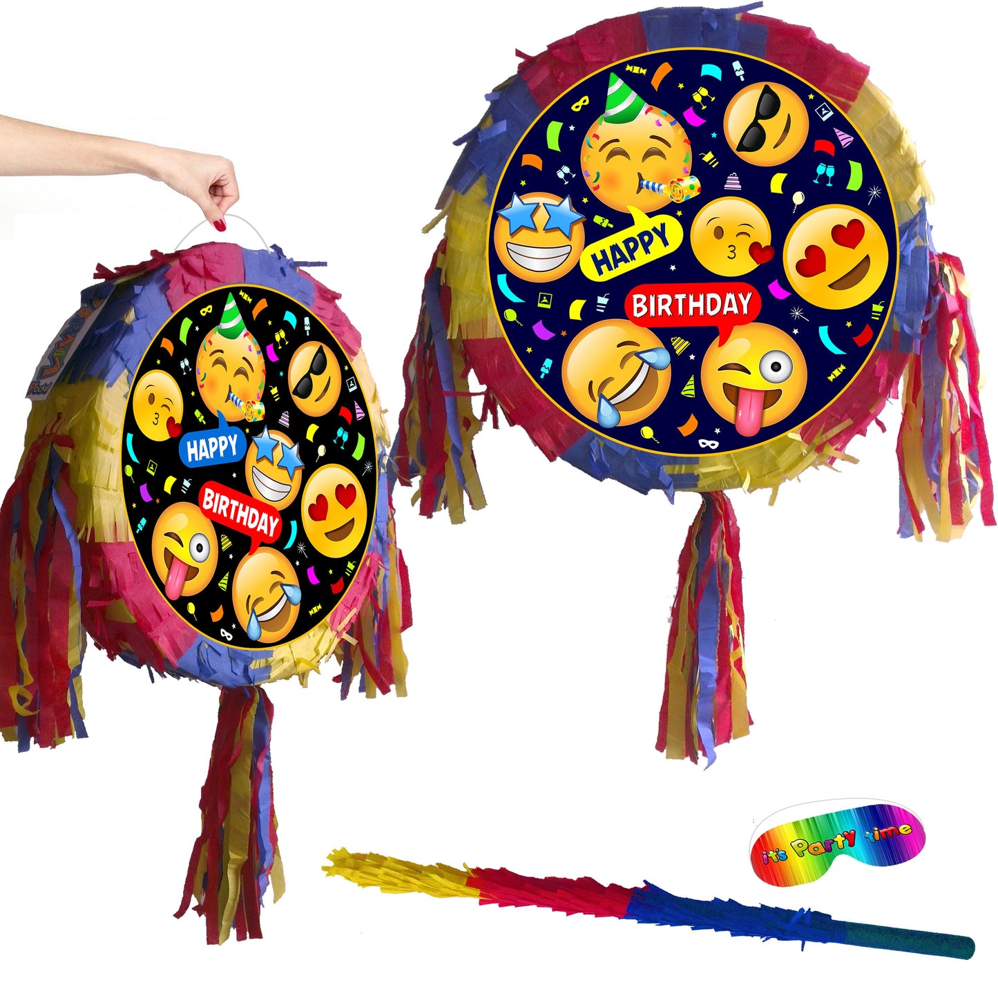 emoji Birthday Pinata Round theme piñata party supplies happy Smash Game smileys Face eyes unisex greeting emotion cool emotion exciting UK