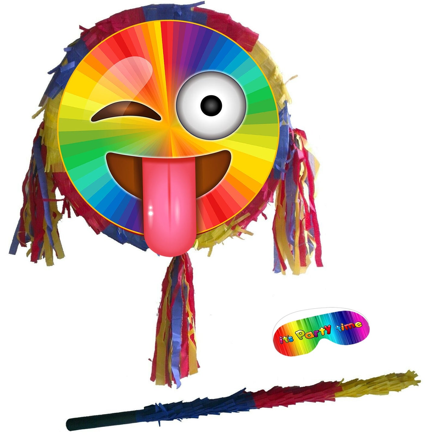 Colourful emoji Birthday Pinata Round theme piñata party supplies happy Smash Game smileys Face eyes unisex greeting emotion cool emotion