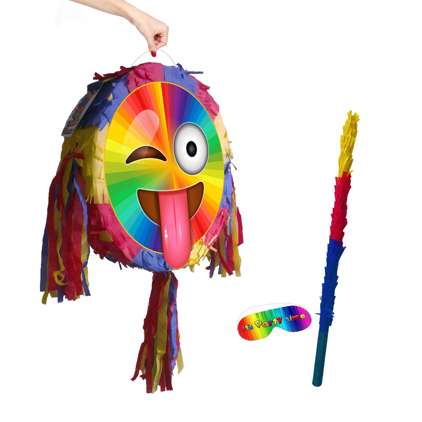 Colourful emoji Birthday Pinata Round theme piñata party supplies happy Smash Game smileys Face eyes unisex greeting emotion cool emotion